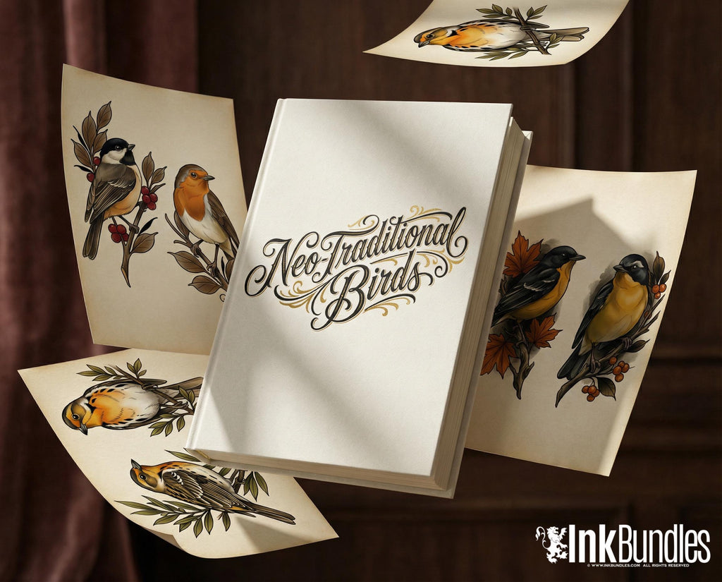 Neo Traditional Birds Tattoo Reference Kit