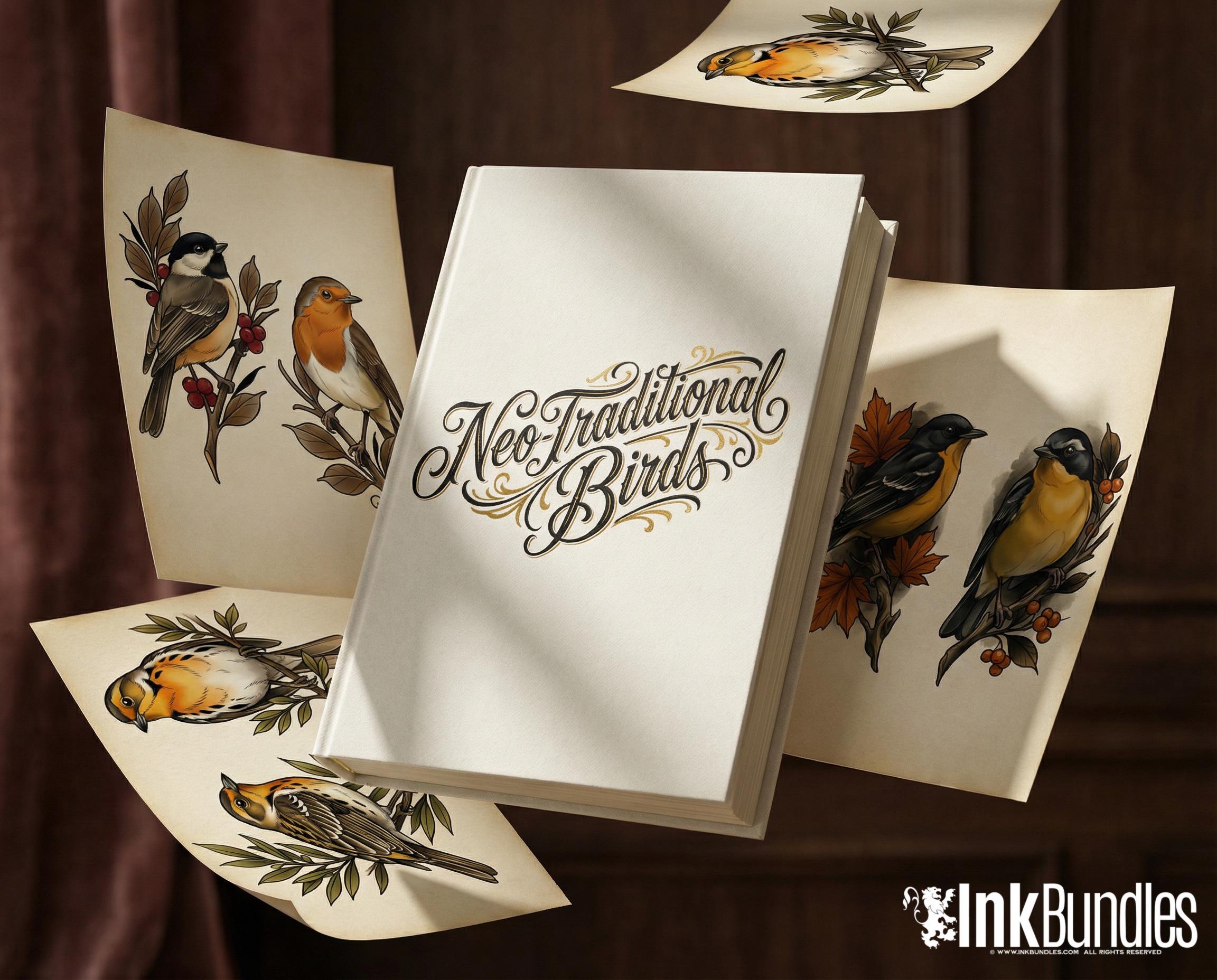 Neo Traditional Birds Tattoo Reference Kit