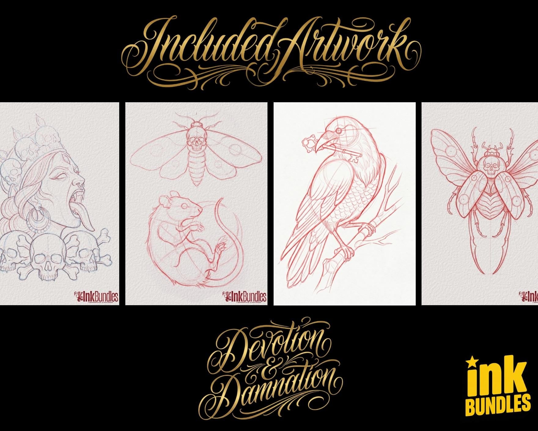 Devotion & Damnation - Neo Traditional Tattoo Flash PDF