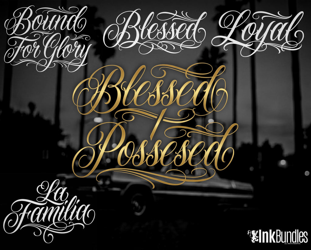 Chicano Lettering Artist for Procreate, tattoo letter design kit,