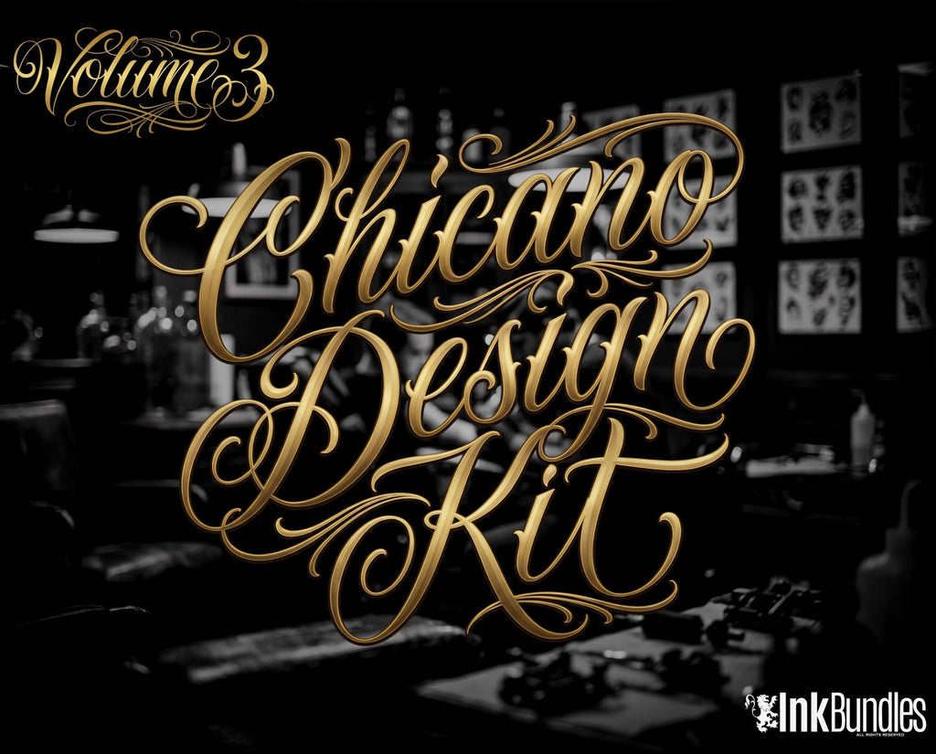 Procreate Tattoo Lettering Kit, Chicano Blackletter Fonts, 1200+ Stamps & Brushes