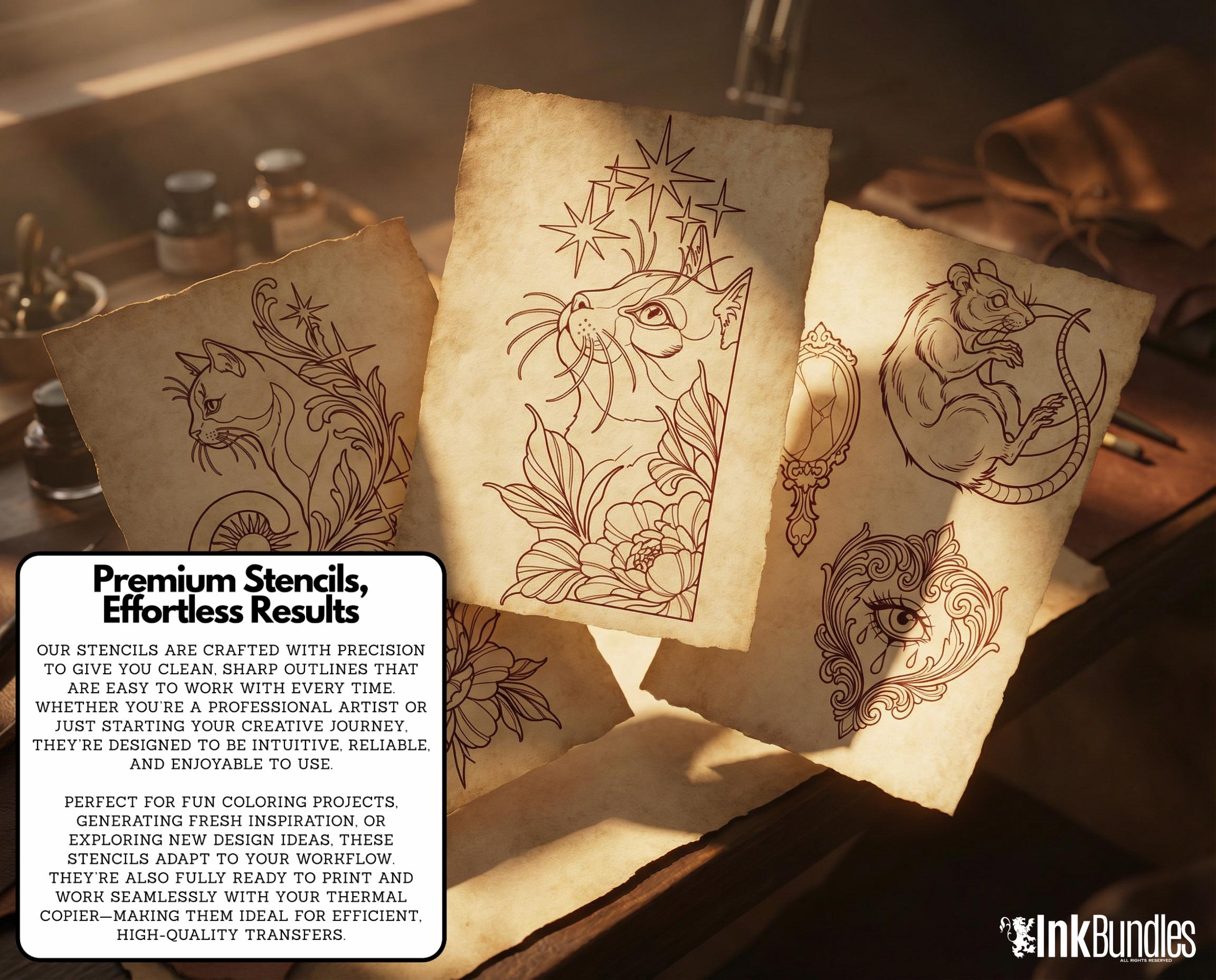 Neo Traditional Tattoo Bundle | Tea Party Tattoo Designs | Procreate + PNG | Floral Teacup Art | Download