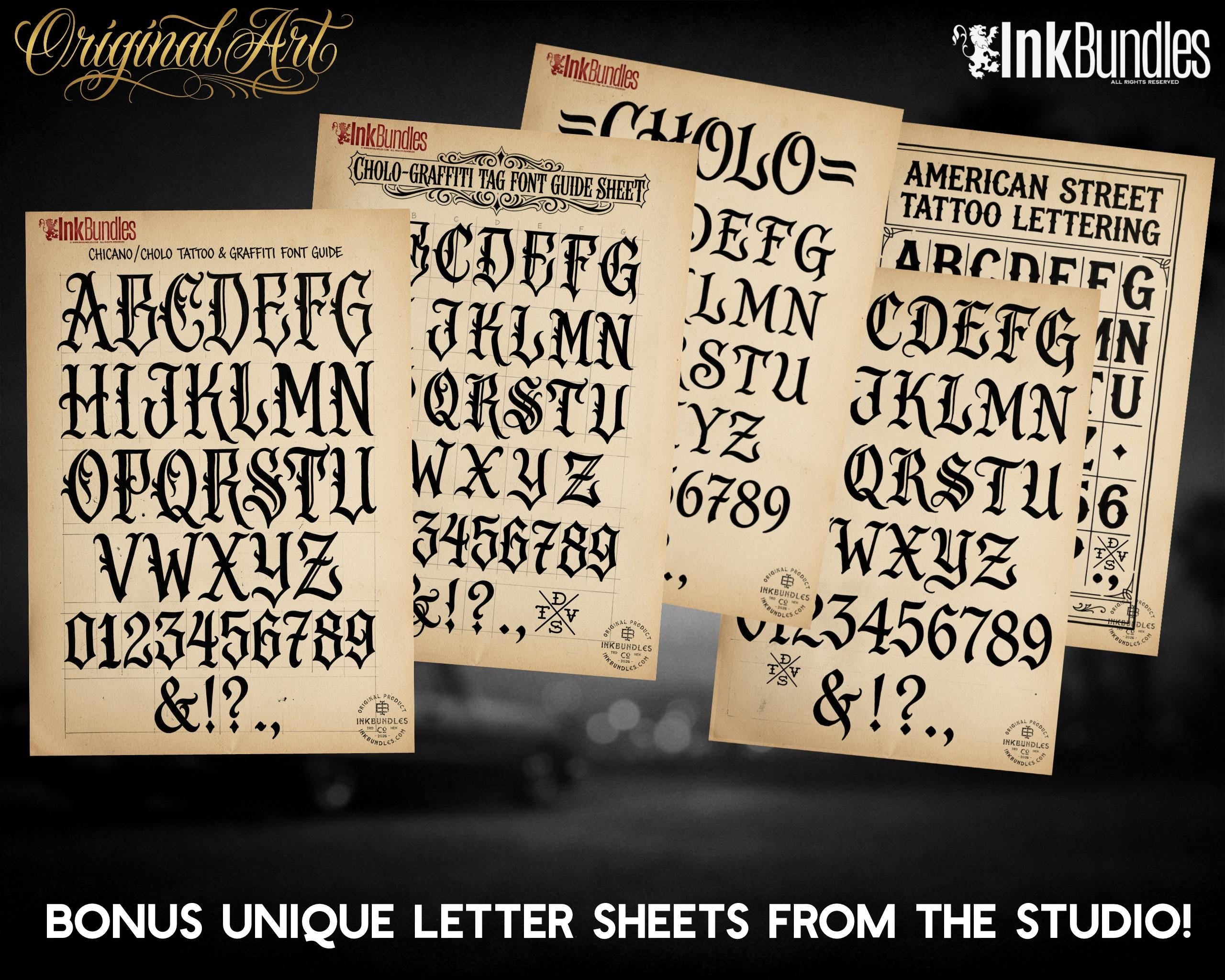 Chicano Lettering kit - Procreate XL | Cholo ( digital download ) Tattoo Fonts design kit