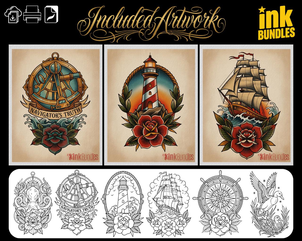 The Traditional Tattoo Artist 2 - 1000+ files, PNG, SVG & EPS Procreate/Photoshop Stencils