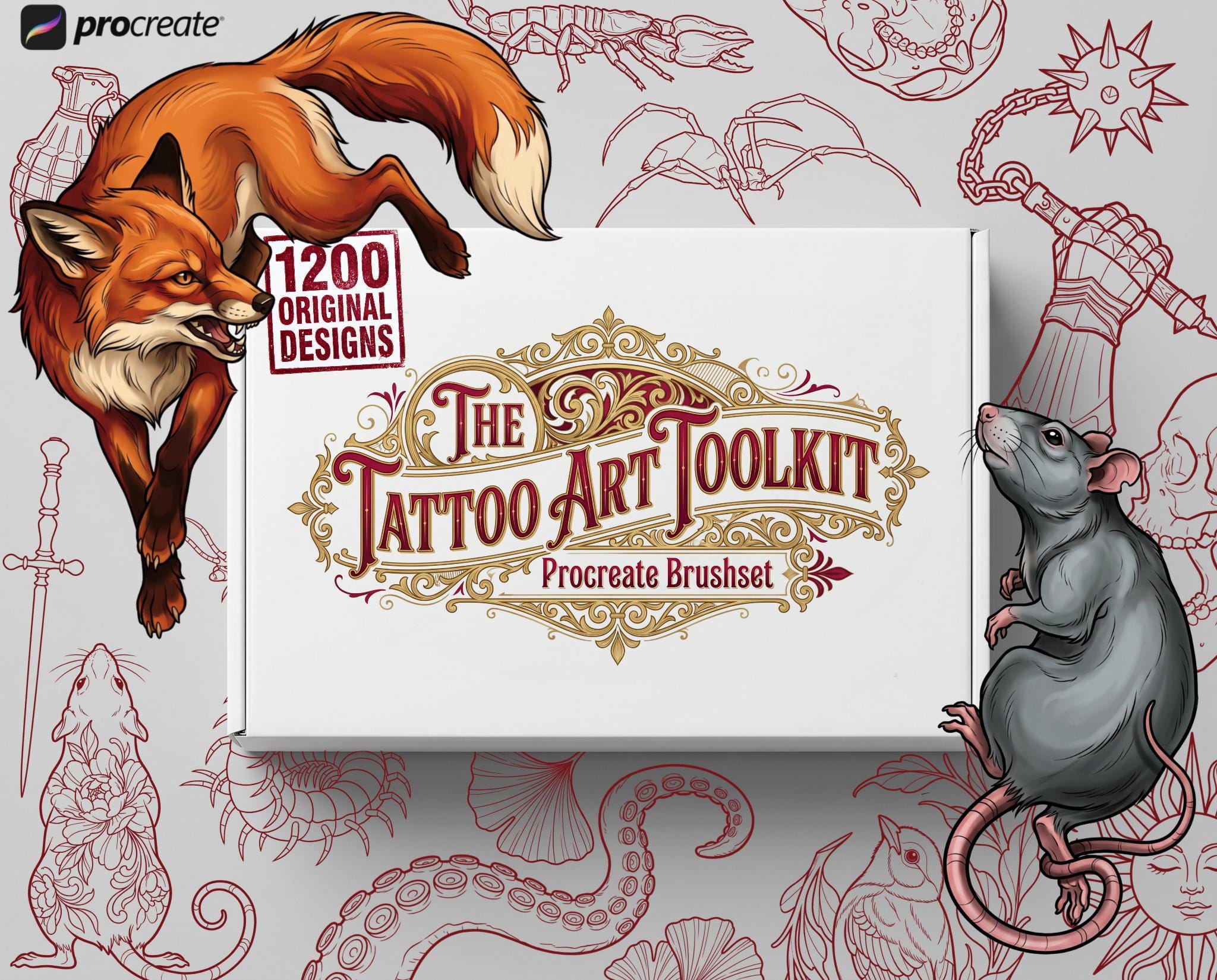 The Tattoo Art Toolkit: 1200+ Custom Stamps & Brushes (Digital Download)
