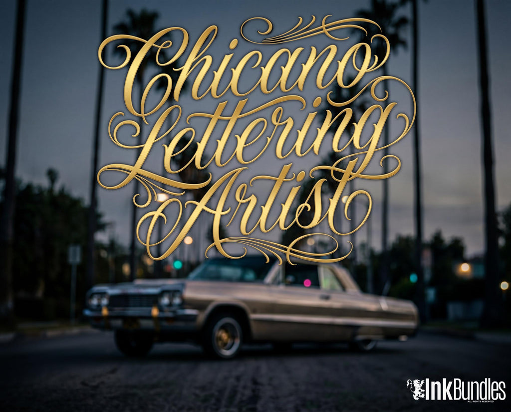 Chicano Lettering Artist for Procreate, tattoo letter design kit,