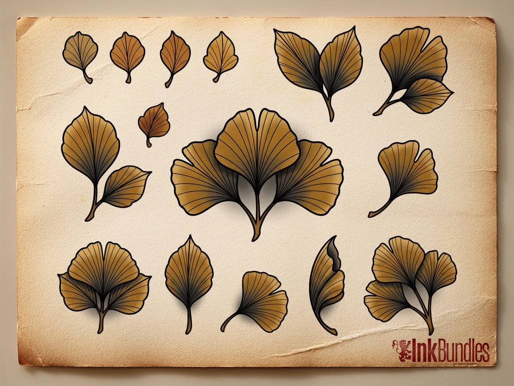 Procreate Neo traditional Fine Line Leaves, Custom Leaf Design Kit
