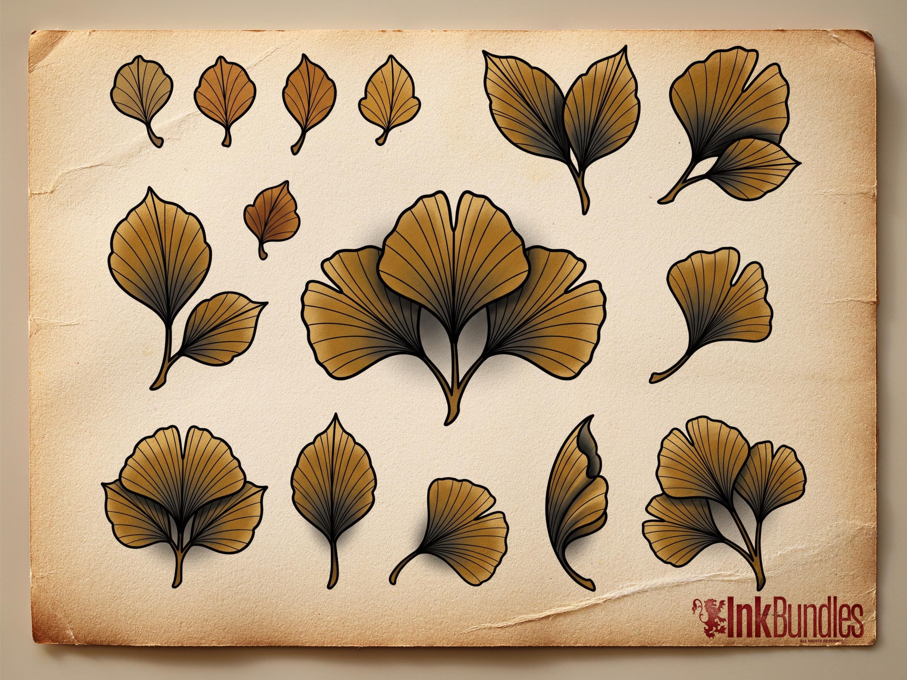 Procreate Neo traditional Fine Line Leaves, Custom Leaf Design Kit