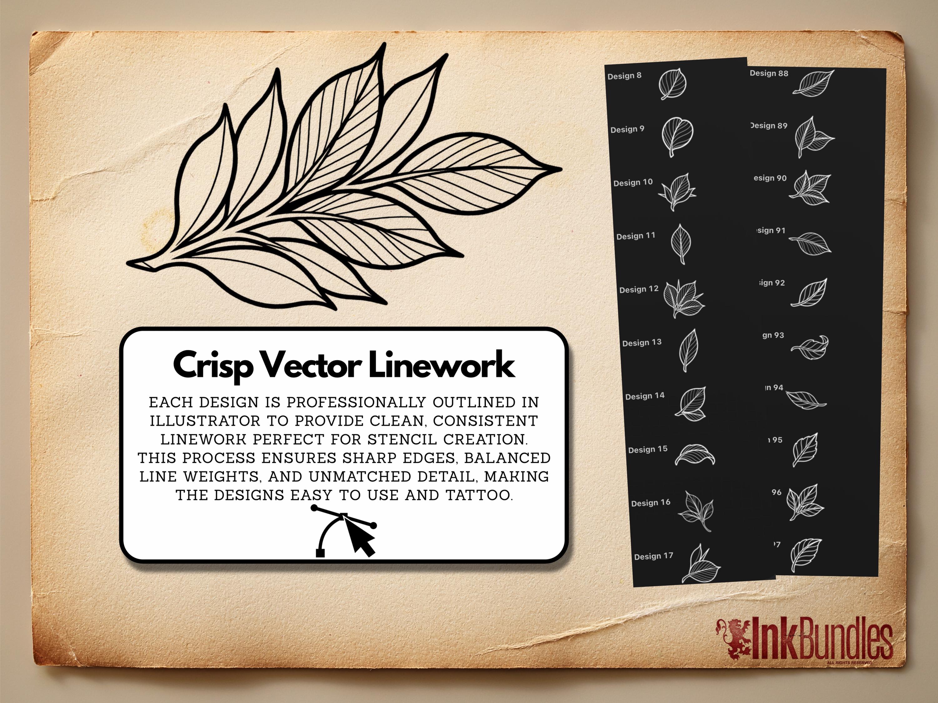 Procreate Neo traditional Fine Line Leaves, Custom Leaf Design Kit
