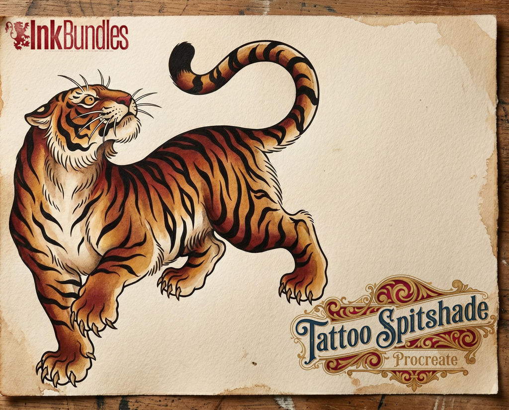 Tattoo Flash Brush Set: Watercolor, Spitshade, Ink, Paper Textures, digital download