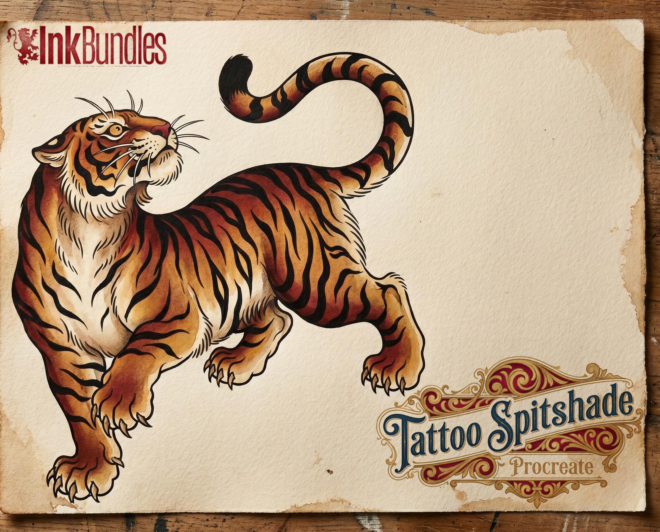 Tattoo Flash Brush Set: Watercolor, Spitshade, Ink, Paper Textures, digital download