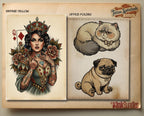 Tattoo Flash Brush Set: Watercolor, Spitshade, Ink, Paper Textures, digital download