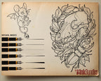 Tattoo Flash Brush Set: Watercolor, Spitshade, Ink, Paper Textures, digital download