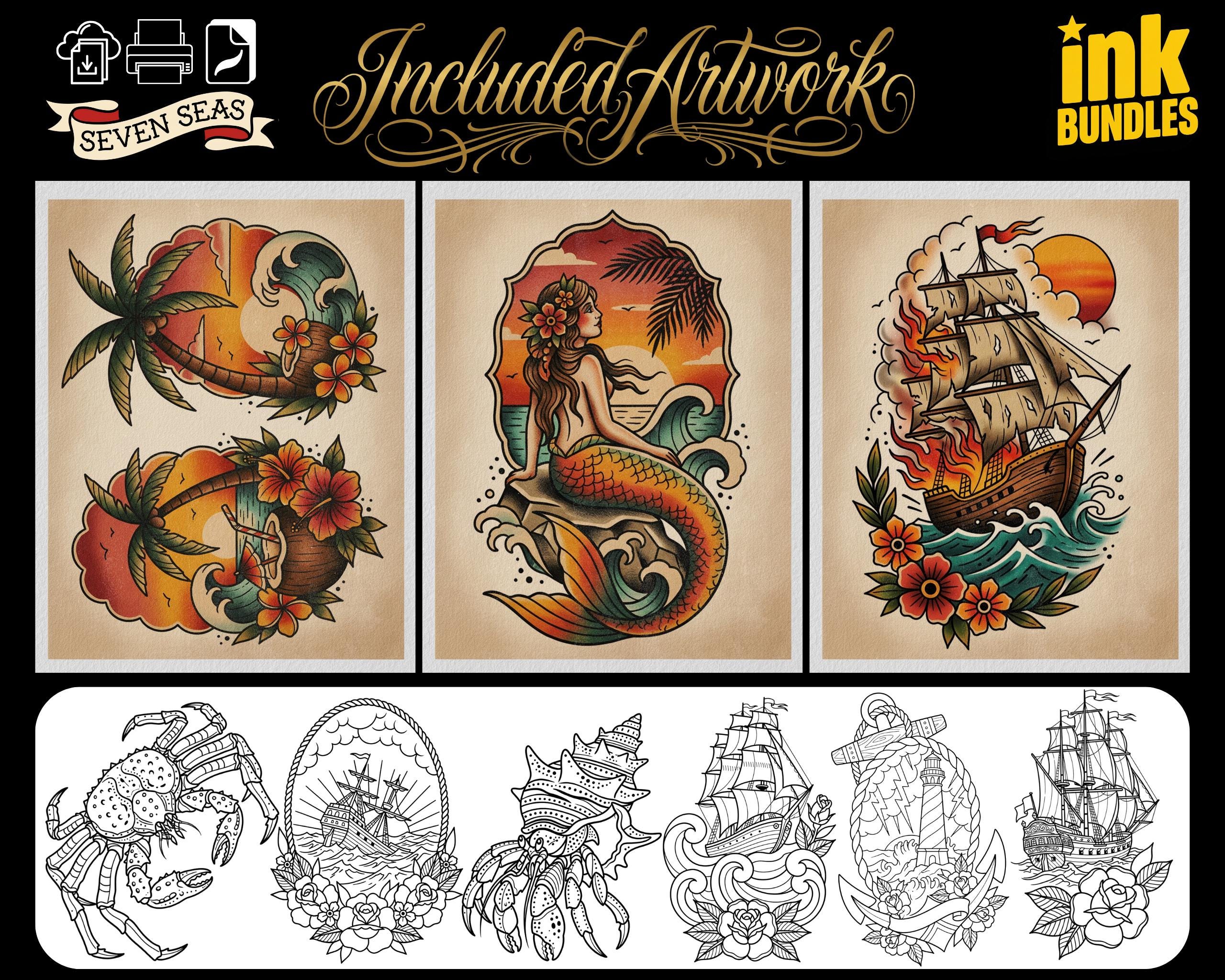 The Traditional Tattoo Artist - 1600+, Procreate & PNG custom made creative design kit!