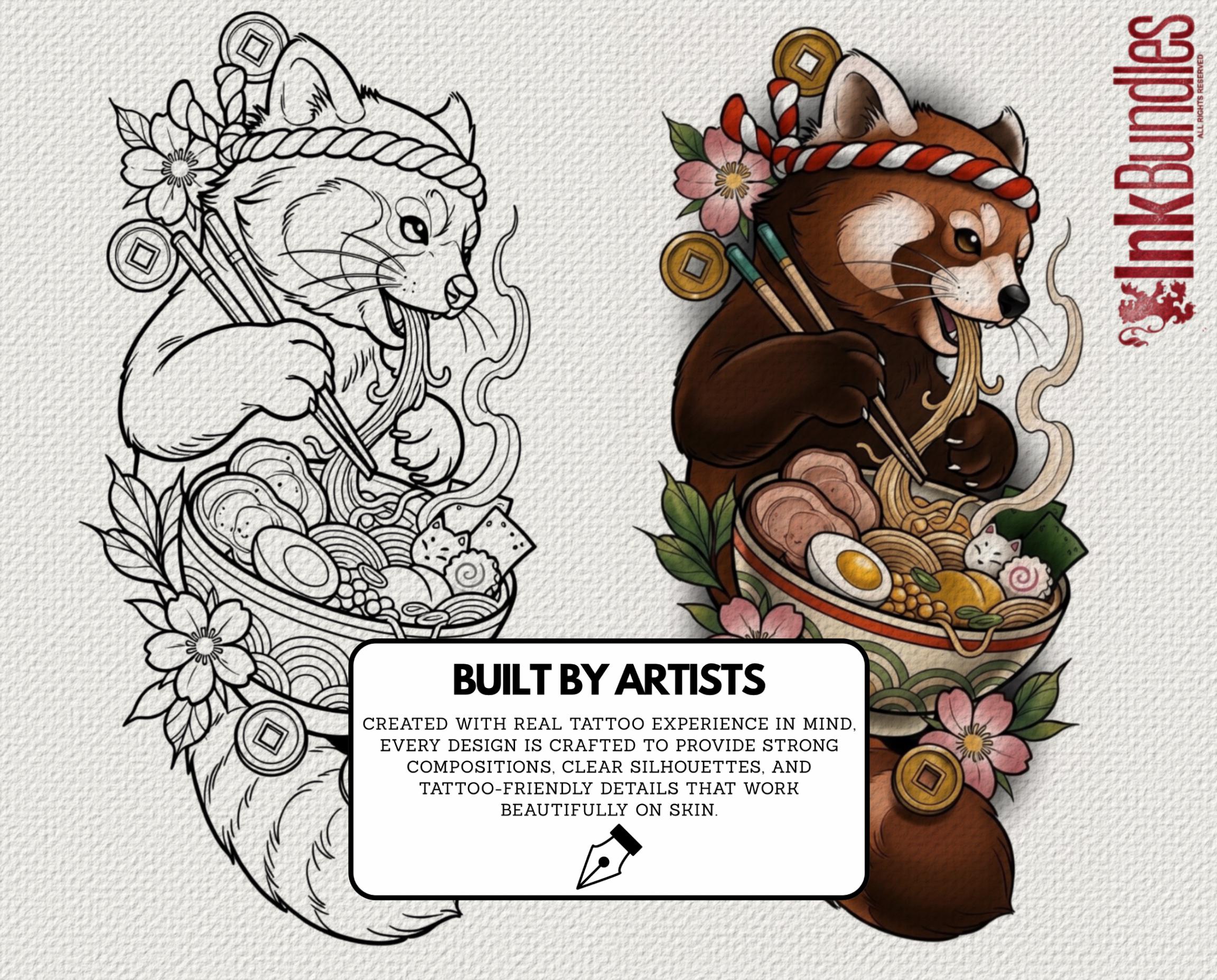 Neo Traditional Japanese Tattoo Reference Kit 2, Procreate Stamps + PNG, Silverfang, Oni demons, stencils