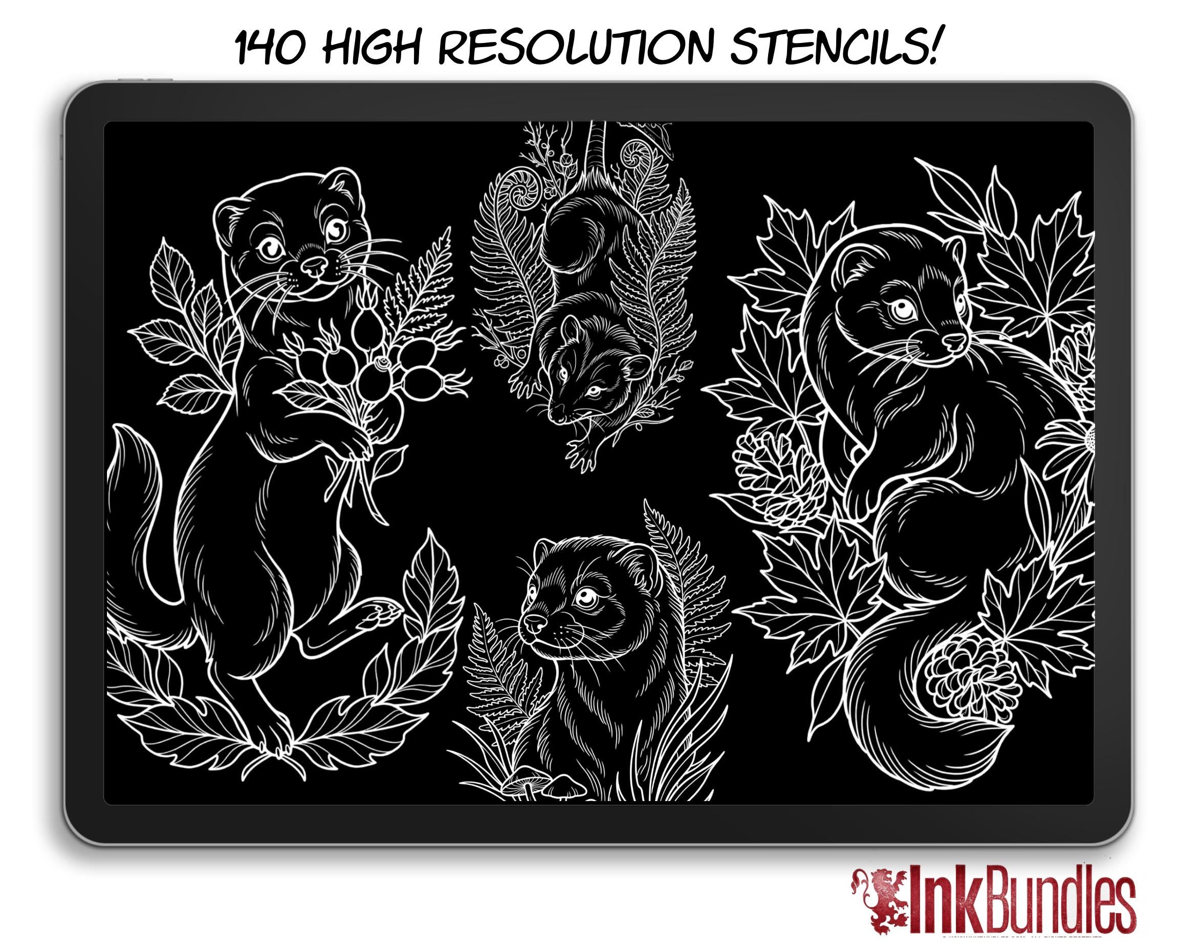 Neo Traditional Tattoo Bundle | The Enchanted Forest | Procreate + PNG | Wildlife tattoo stencils / pdf | Digital Download