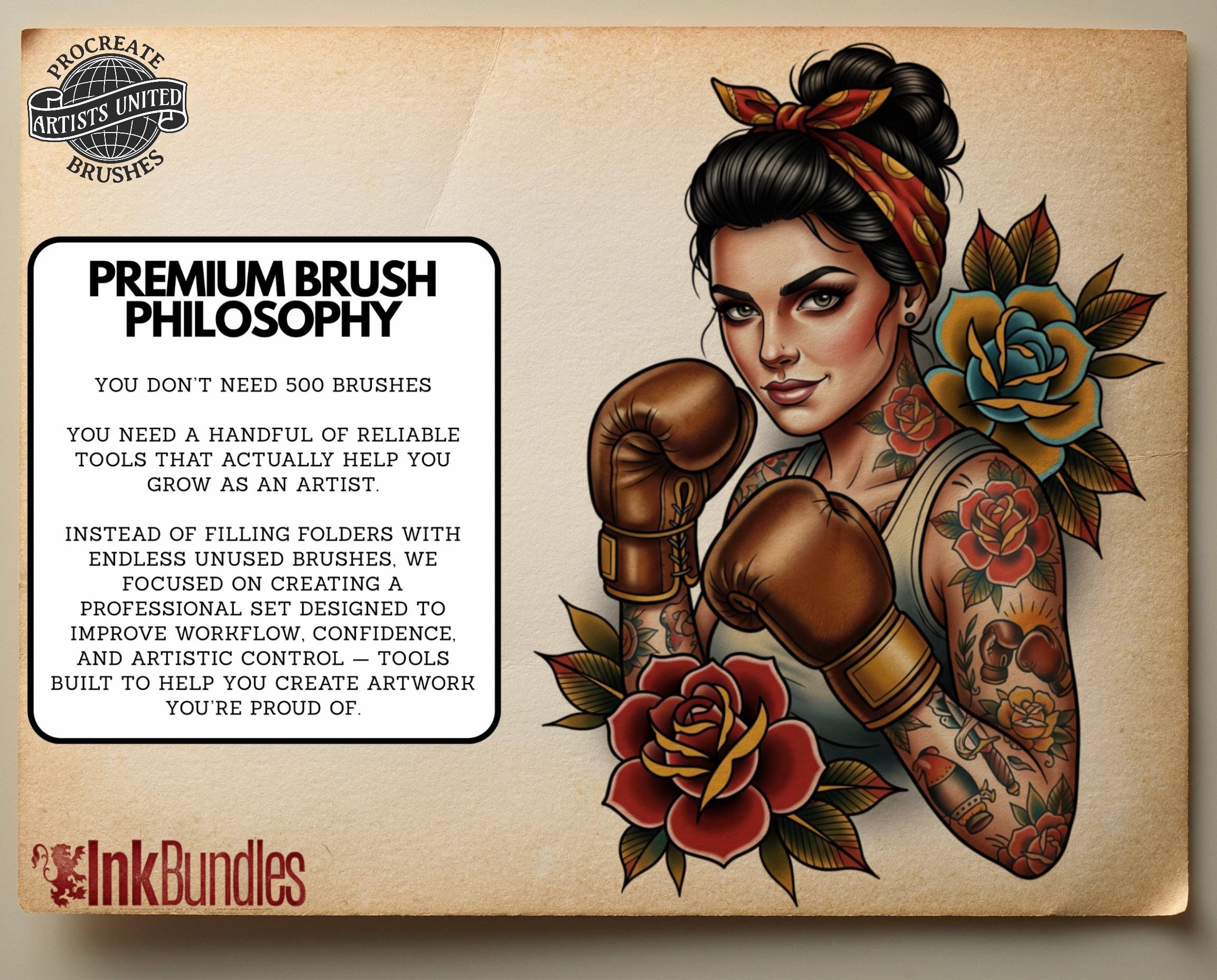 Tattoo Flash Brush Set: Watercolor, Spitshade, Ink, Paper Textures, digital download