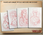 Tattoo Flash Brush Set: Watercolor, Spitshade, Ink, Paper Textures, digital download