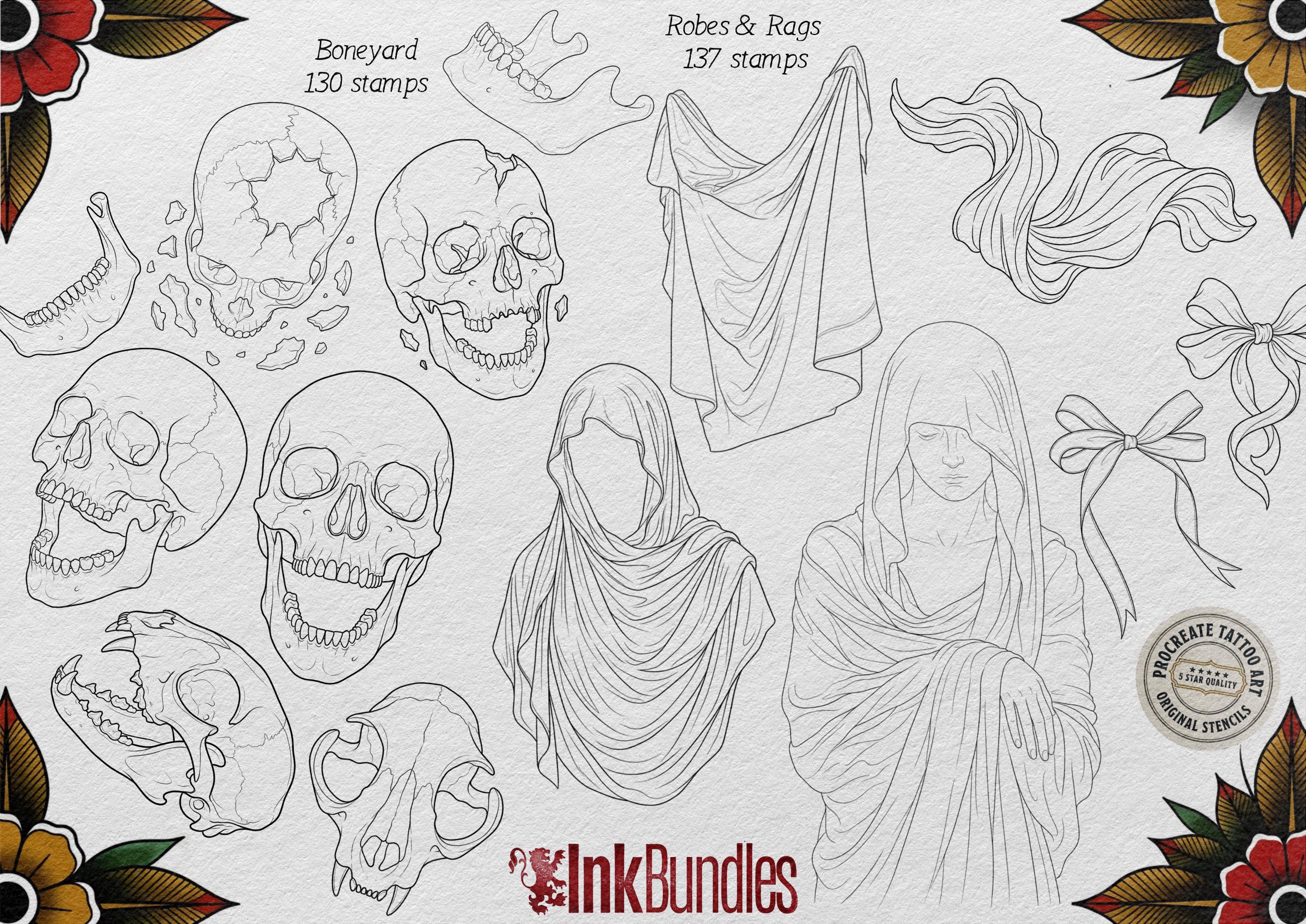 Procreate Neo-Traditional Toolkit | original art | 1000+ assets | Tattoo Creative Kit