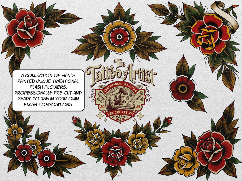 Procreate Neo-Traditional Toolkit | original art | 1000+ assets | Tattoo Creative Kit