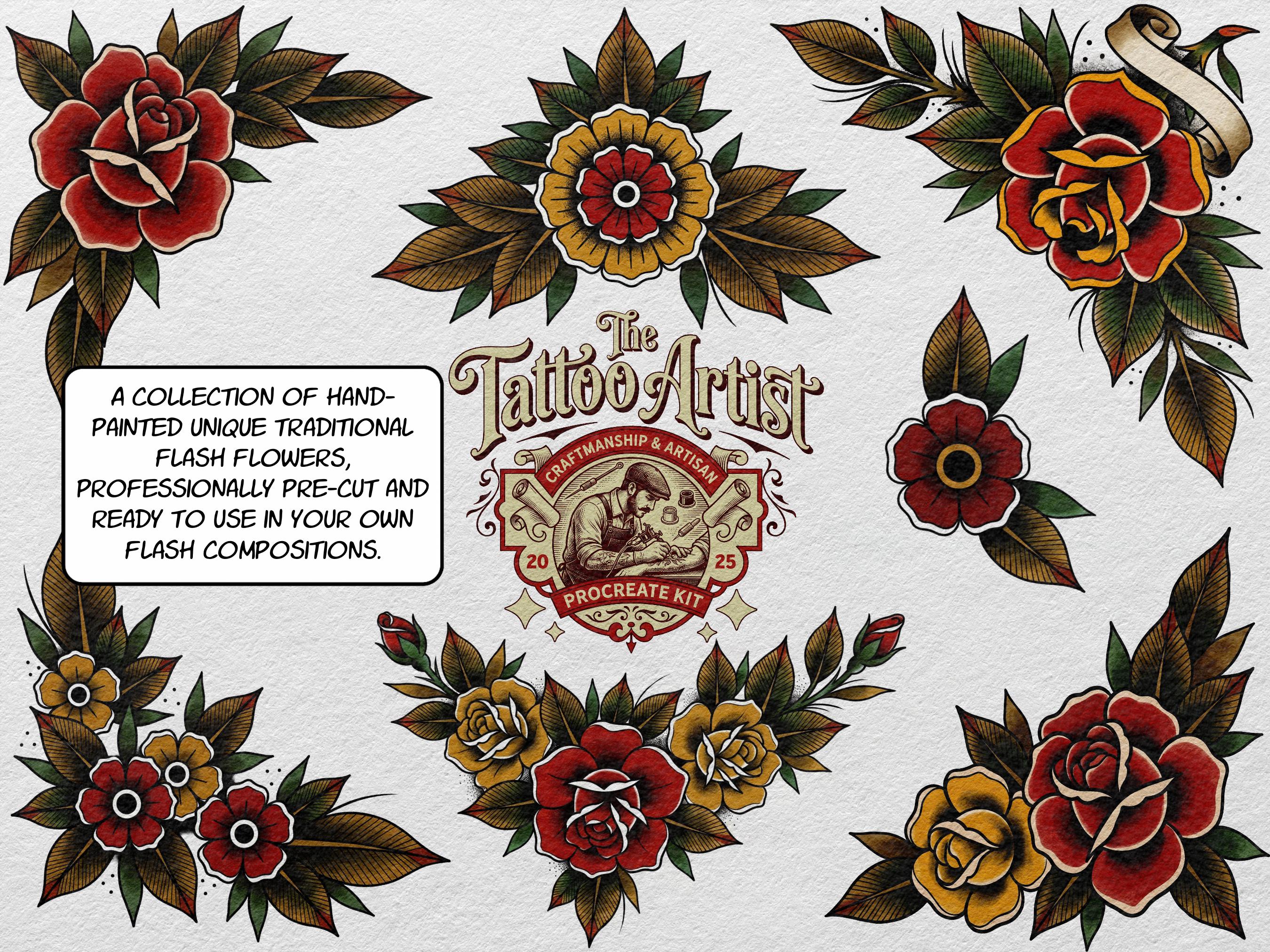 Procreate Neo-Traditional Toolkit | original art | 1000+ assets | Tattoo Creative Kit