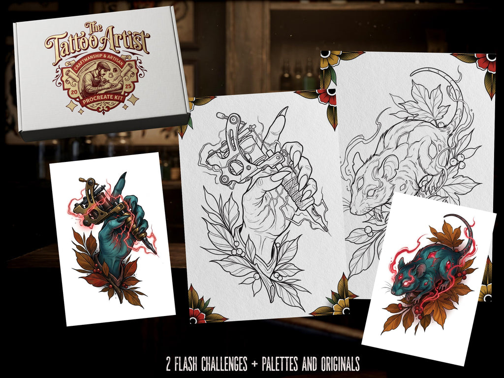 Procreate Neo-Traditional Toolkit | original art | 1000+ assets | Tattoo Creative Kit