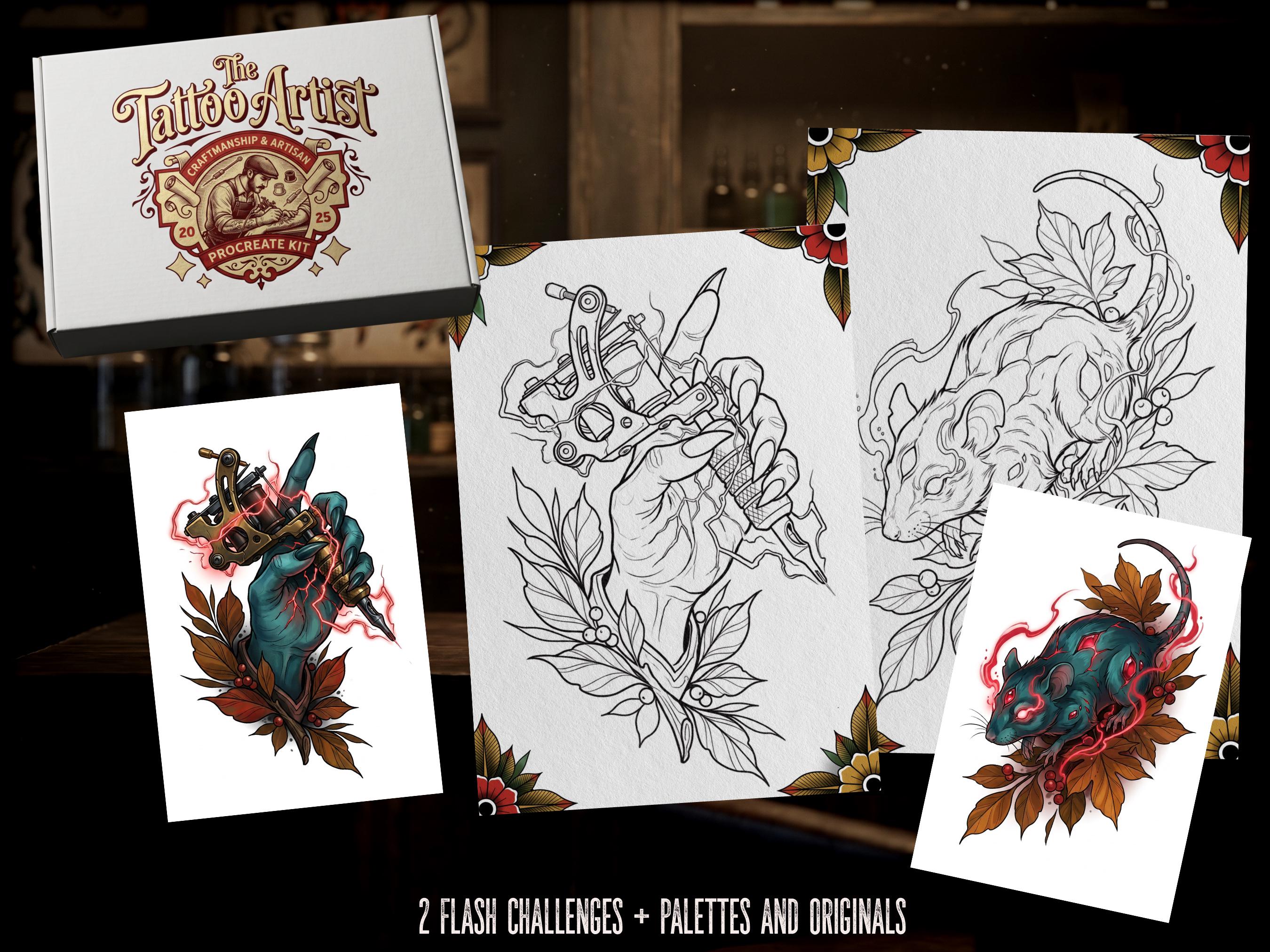 Procreate Neo-Traditional Toolkit | original art | 1000+ assets | Tattoo Creative Kit