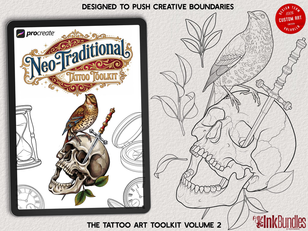 Procreate Neo-Traditional Toolkit | original art | 1000+ assets | Tattoo Creative Kit