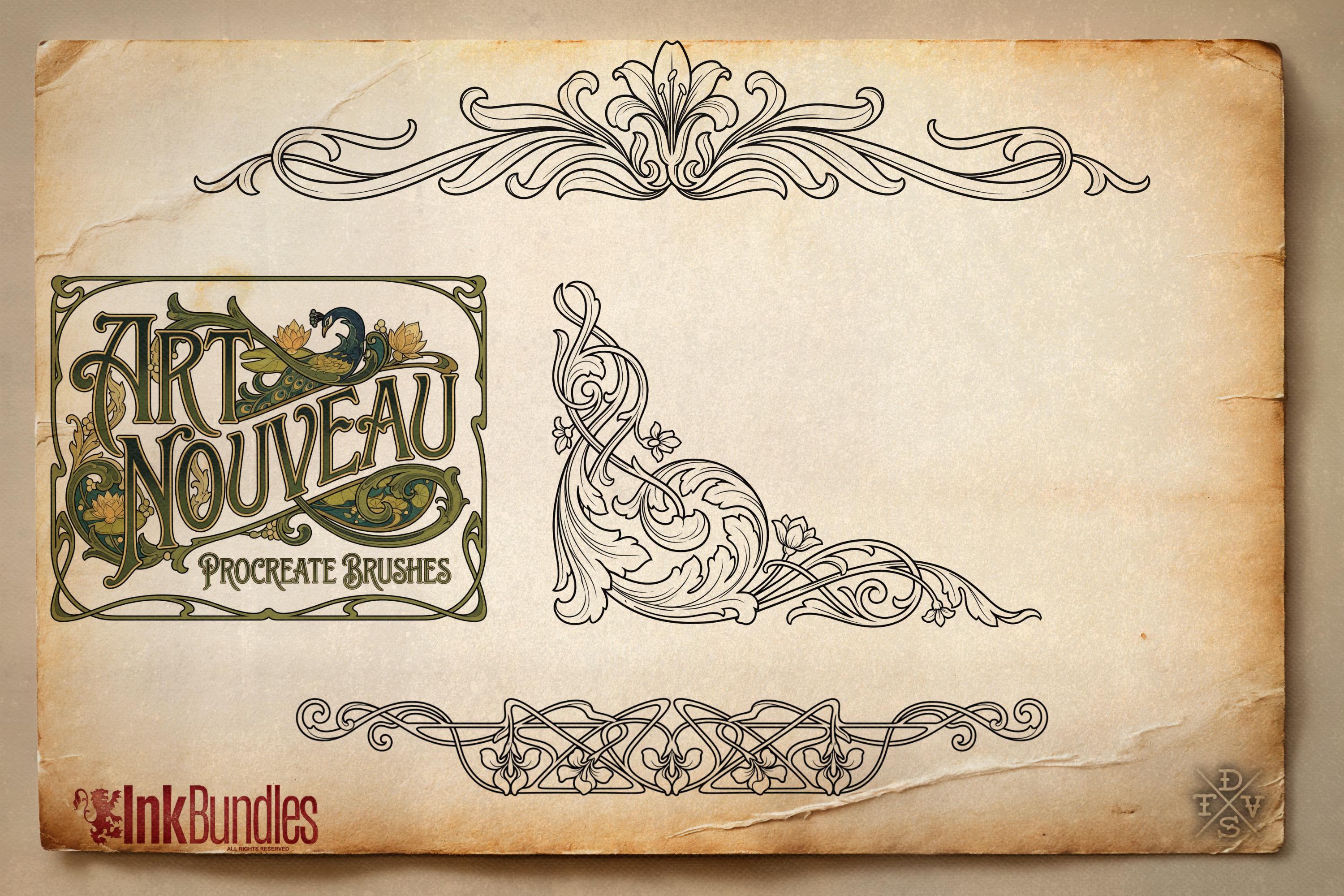 Art Nouveau Procreate Kit: ~400 Stamp Brushes (PDF)