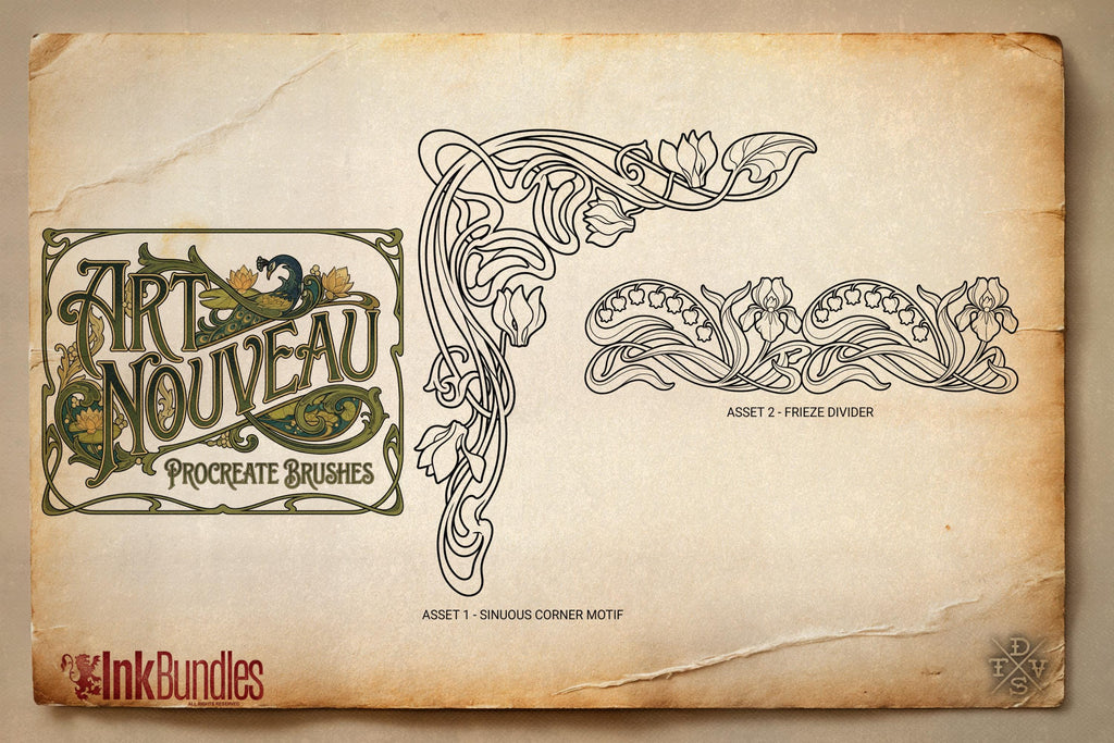 Art Nouveau Procreate Kit: ~400 Stamp Brushes (PDF)