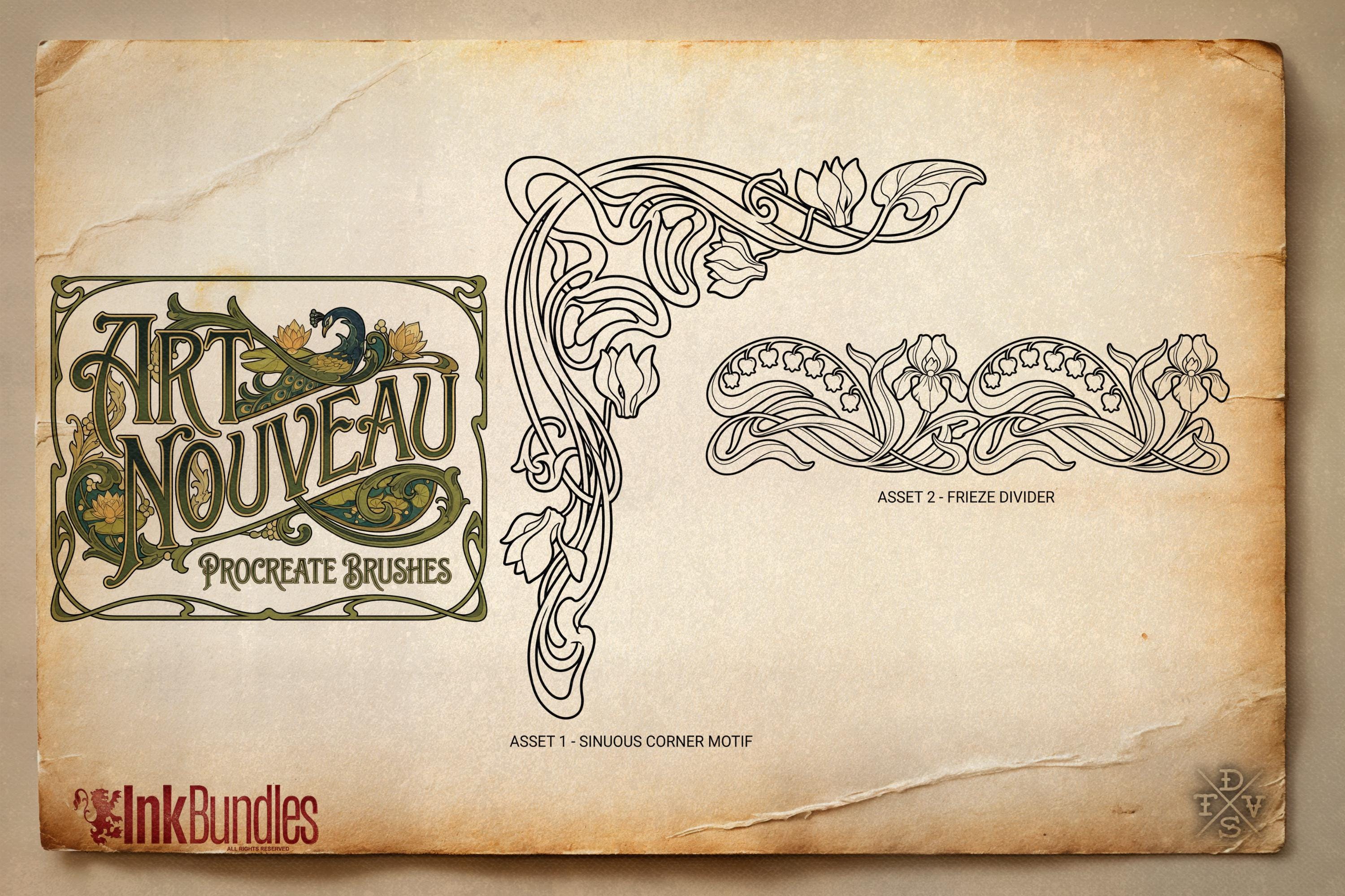 Art Nouveau Procreate Kit: ~400 Stamp Brushes (PDF)