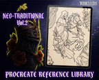 Seventh Seal, Dark Macabre Tattoo Art, Neo-Traditional Procreate Stamps, Tattoo Stencils