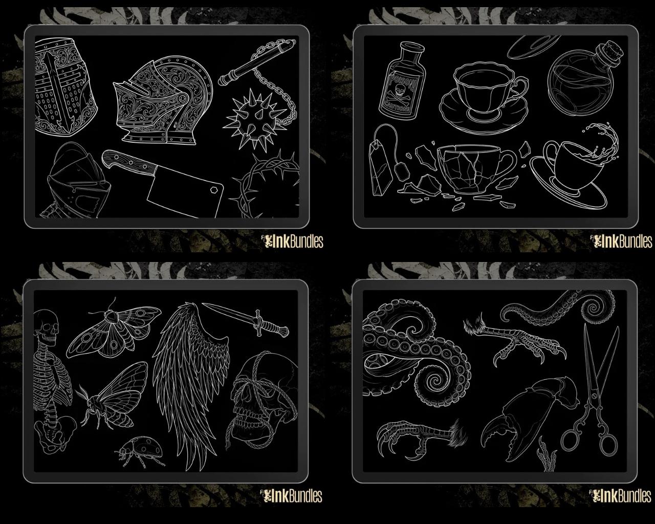 Procreate Neo-Traditional Toolkit | original art | 1000+ assets | Tattoo Creative Kit