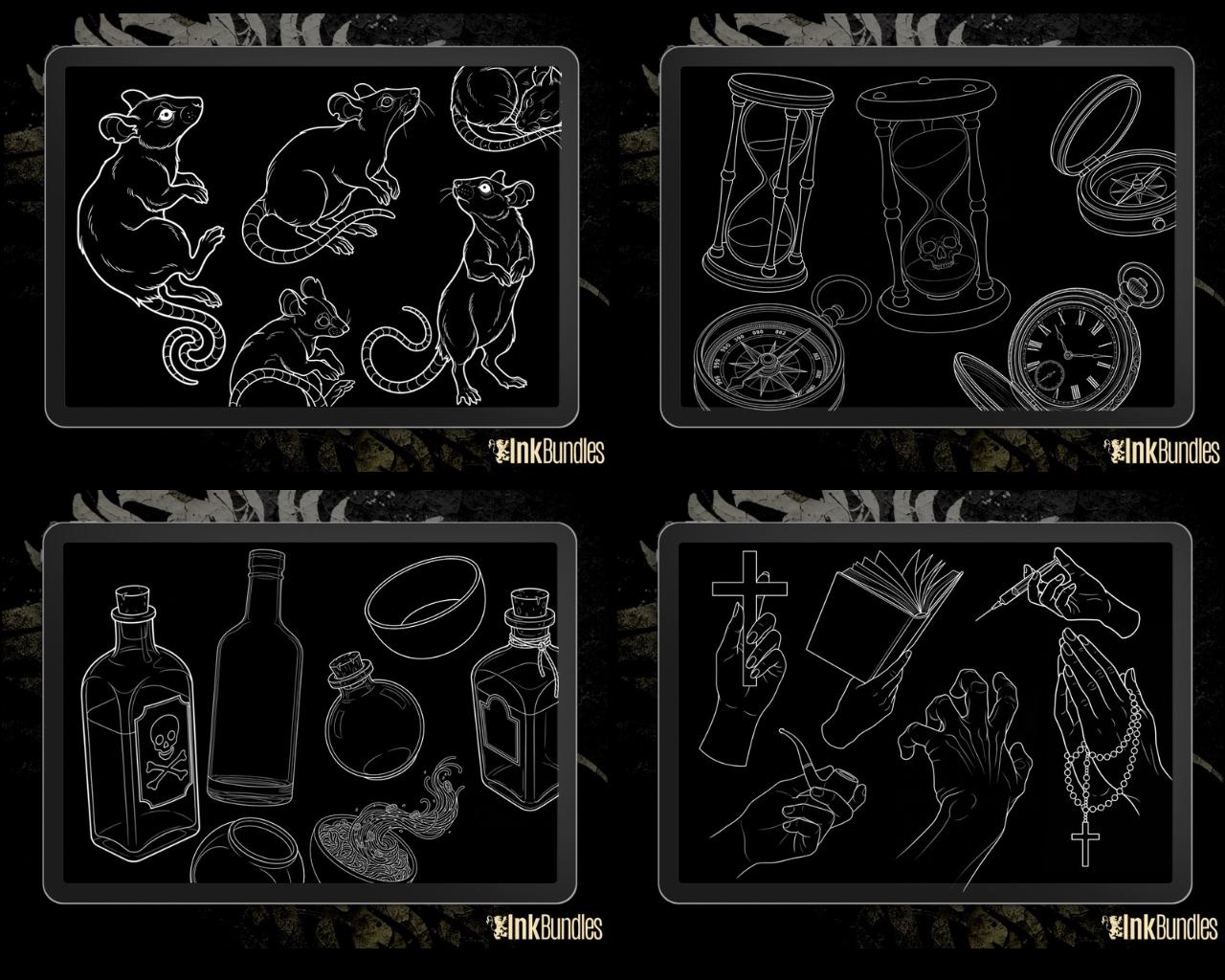 Procreate Neo-Traditional Toolkit | original art | 1000+ assets | Tattoo Creative Kit