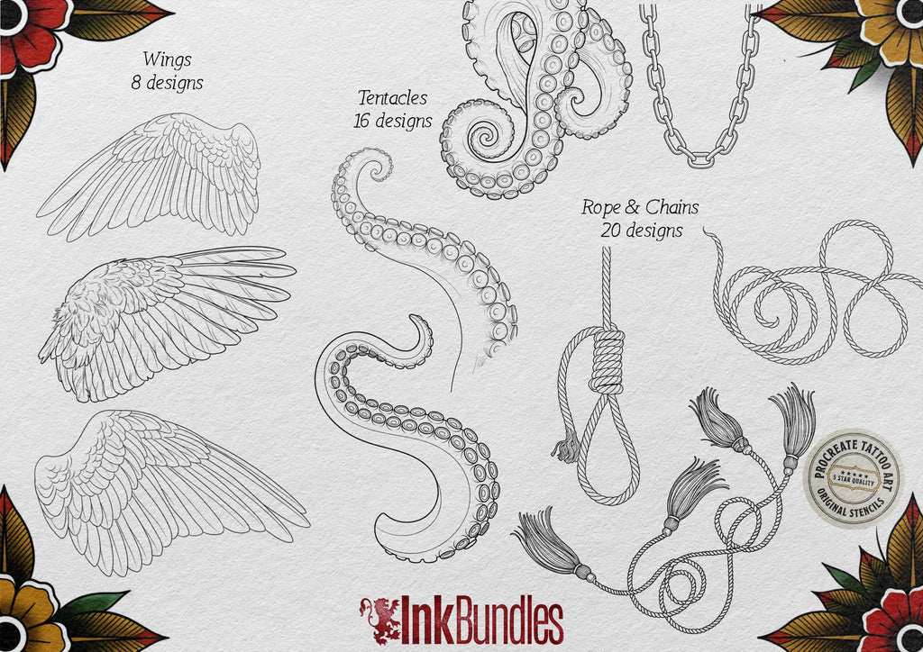 Procreate Neo-Traditional Toolkit | original art | 1000+ assets | Tattoo Creative Kit