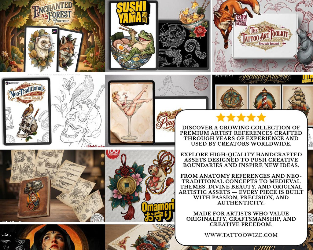 The Tattoo Art Toolkit: 1200+ Custom Stamps & Brushes (Digital Download)