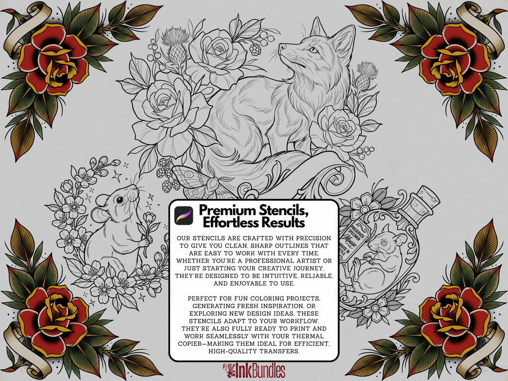 Procreate Neo-Traditional Toolkit | original art | 1000+ assets | Tattoo Creative Kit