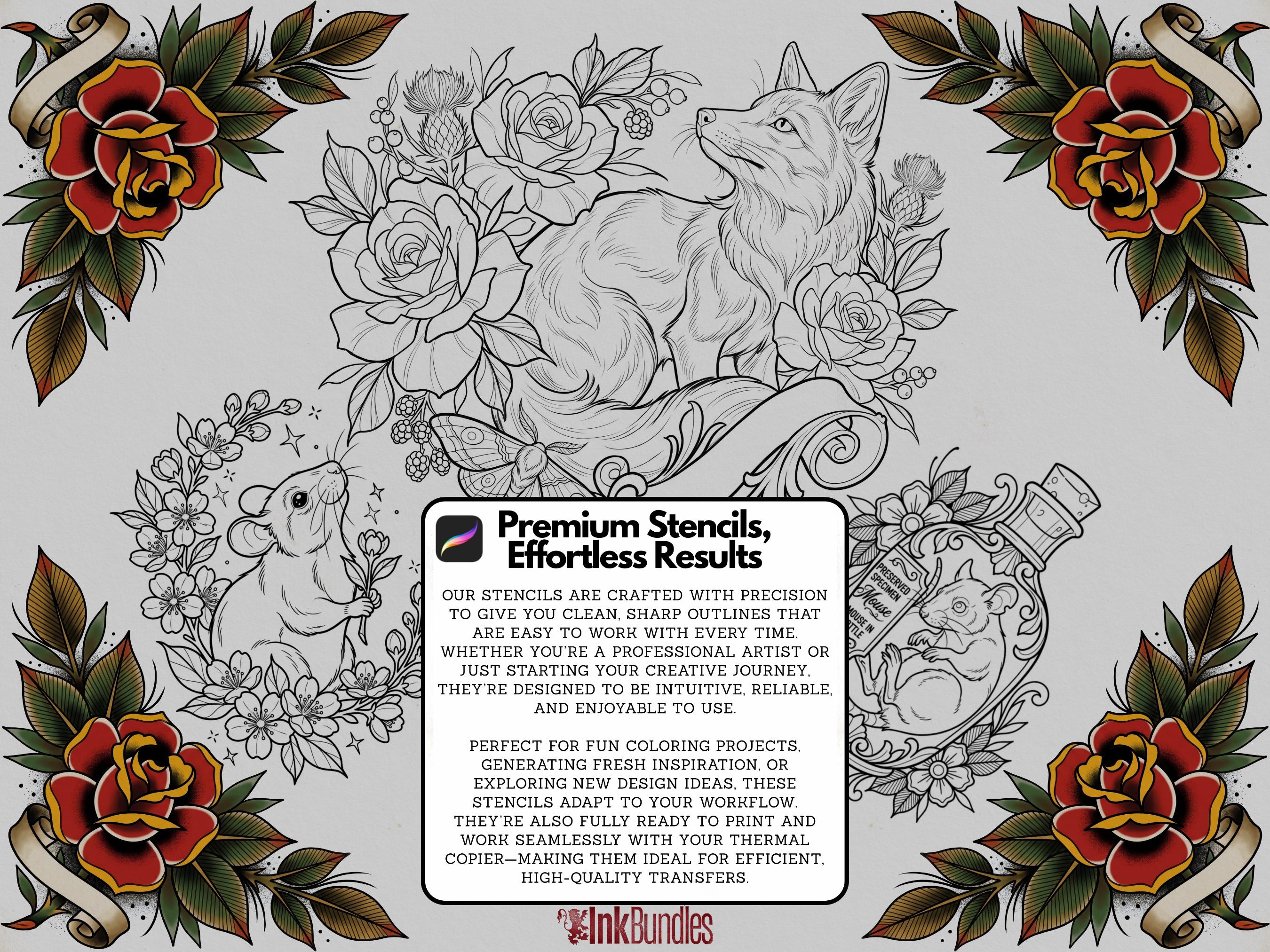 Procreate Neo-Traditional Toolkit | original art | 1000+ assets | Tattoo Creative Kit