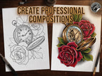 Clock Compass Procreate Brushes, Pocket Watch Tattoo Stencils, Timepiece Stamps Digital Download