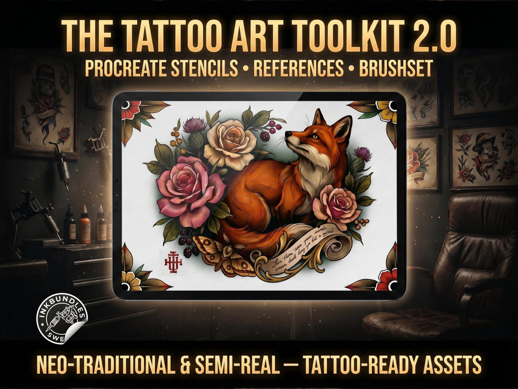 Procreate Neo-Traditional Toolkit | original art | 1000+ assets | Tattoo Creative Kit