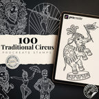 Procreate, png & PDF Tattoo Stamp Brushes, The Circus (100+ Designs) - (Digital Download)