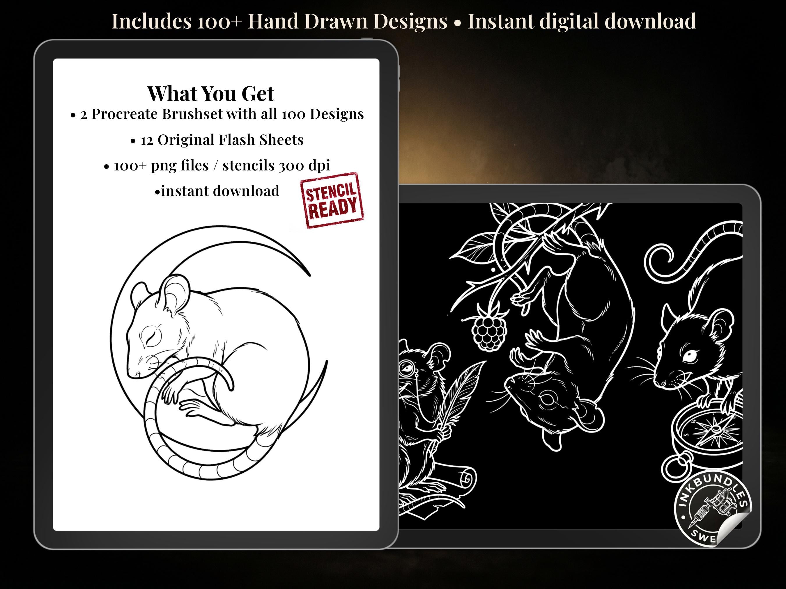 Traditional Rats - custom art | Tattoo Stencils | Flash designs